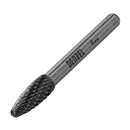 Борфреза по металлу DENZEL твердосплавная, элипсообразная, тип-H, 8 мм