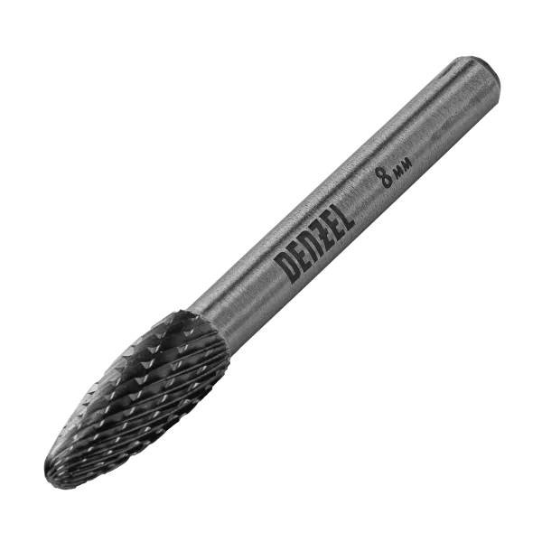 Борфреза по металлу DENZEL твердосплавная, элипсообразная, тип-H, 8 мм