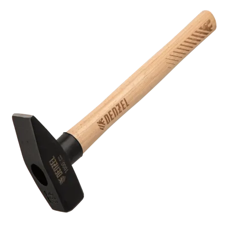 Молоток слесарный DENZEL 1000 г, кованый квадратный боек, буковая рукоятка