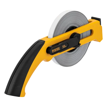 Рулетка геодезическая DENZEL 50 м х 13 мм, открытый корпус, металлическая лента