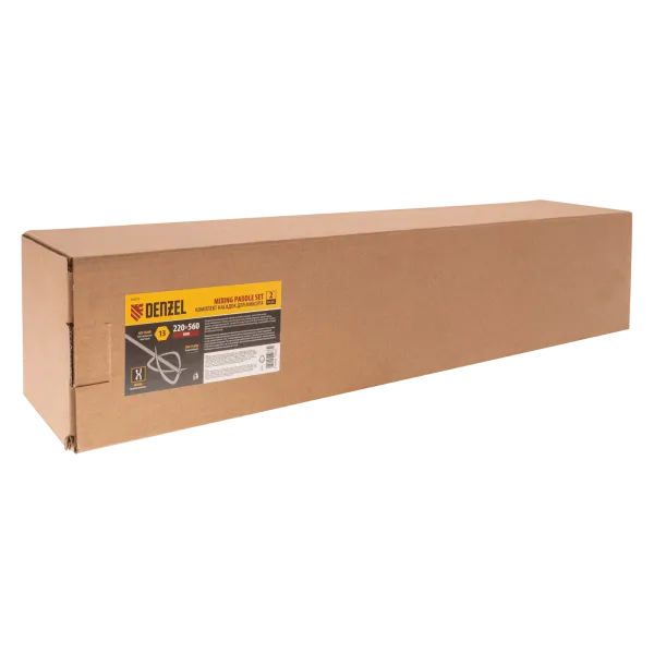 Комплект насадок для строительного миксера DENZEL 2шт., 220х560 мм, оцинкованные, хвостовик HEX13