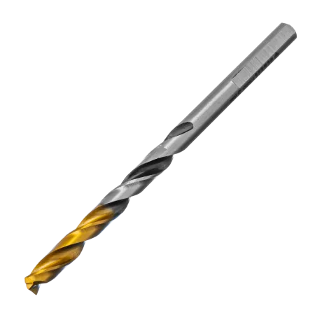 Сверло спиральное по металлу DENZEL 5 x 86 мм, Р6М5, Golden Tip, многогранная заточка