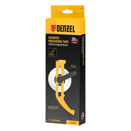 Рулетка геодезическая DENZEL 20 м х 13 мм, открытый корпус, металлическая лента