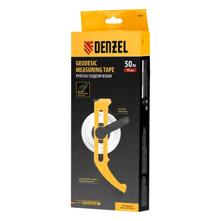Рулетка геодезическая DENZEL 50 м х 13 мм, открытый корпус, металлическая лента