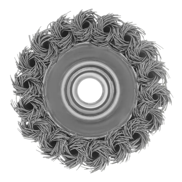 Щетка для УШМ DENZEL 746243, 75 мм, «чашка», крученая нержавеющая проволока 0.5 мм, М14