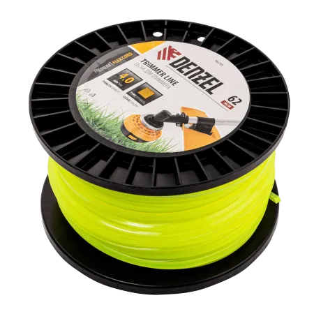 Леска для триммера DENZEL 96295 квадрат, 4,0мм х 62м, на DIN катушке FLEX CORD
