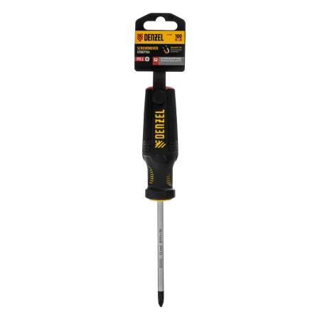 Отвертка DENZEL PH2х100 мм, S2, 3к рукоятка