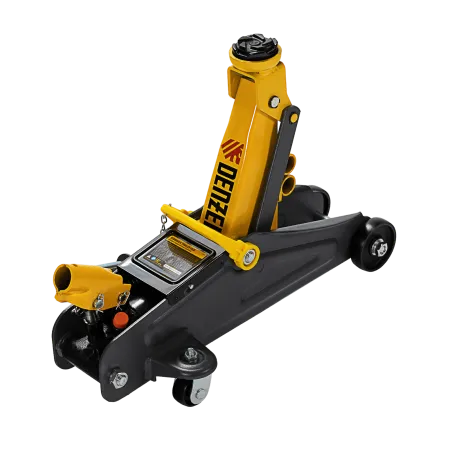 Домкрат гидравлический DENZEL подкатной с фиксатором, 2 т, 130-330 мм, в кейсе