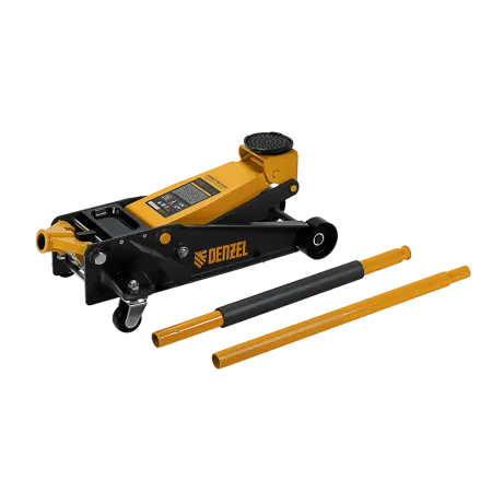Домкрат гидравлический DENZEL подкатной 3 т, с фиксатором, быстрый подъем, 135-480 мм, профессиональный