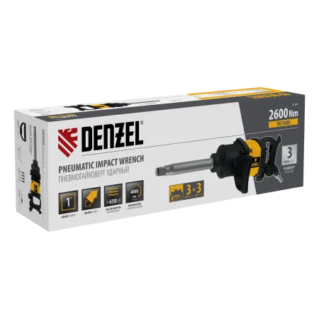 Ударный пневмогайковерт DENZEL IW2600, 1", 4000 об/мин, 2600 Нм