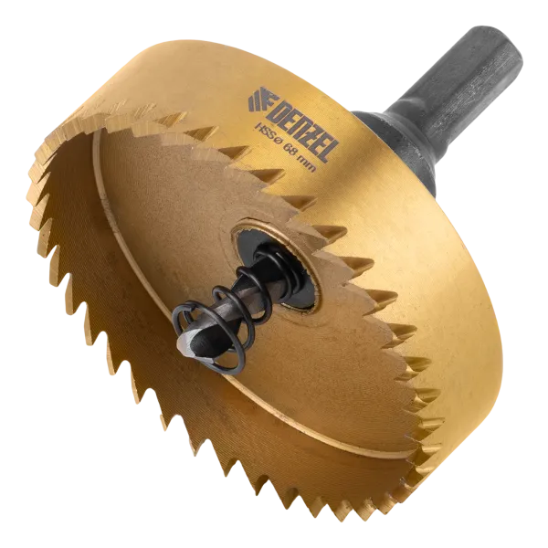 Коронка по металлу DENZEL 724122, 68 мм, HSS, нитридтитановое покрытие