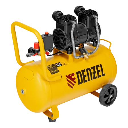 Компрессор безмасл. малошумный DENZEL DLP-1500/50, 1,5 кВт,50 л, 2850 об/мин, 250 л/мин