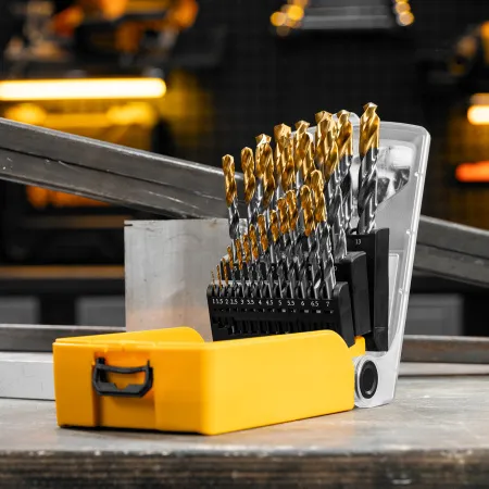 Набор сверл по металлу DENZEL, 1-13 мм, Р6М5-TiN, Golden Tip, 25 шт