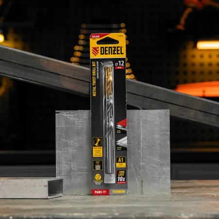 Сверло спиральное по металлу DENZEL 12 x 151 мм, Р6М5, Golden Tip 