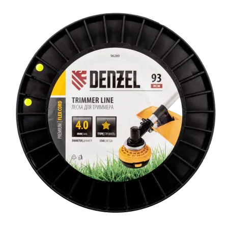 Леска для триммера DENZEL 96289 звезда, 4,0мм х 93м, на DIN катушке FLEX CORD