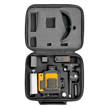 Лазерный уровень мультипризменный DENZEL DLV-360-4C, 30 м, зеленый луч, Li-Ion 2,4 Aч, кейс