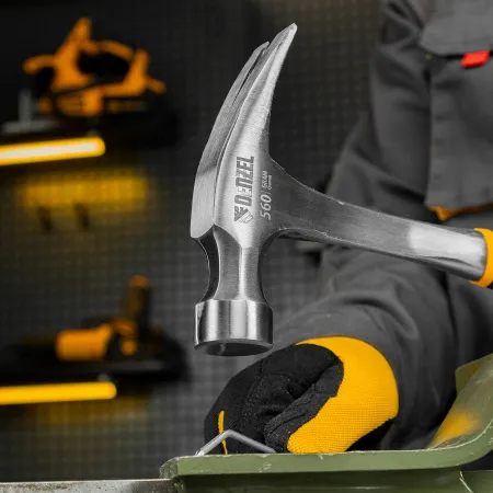 Молоток-гвоздодер DENZEL 560 г, цельнометаллический, двухкомпонентная рукоятка