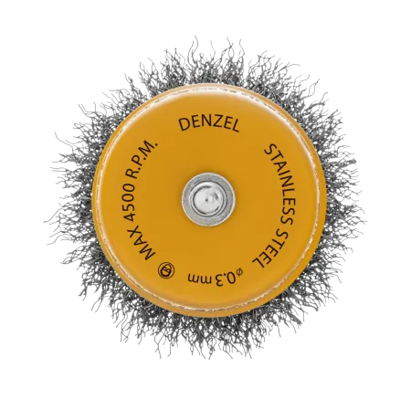 Щетка для дрели DENZEL, 65 мм, Чашка, со шпилькой , нержавеющая витая проволока