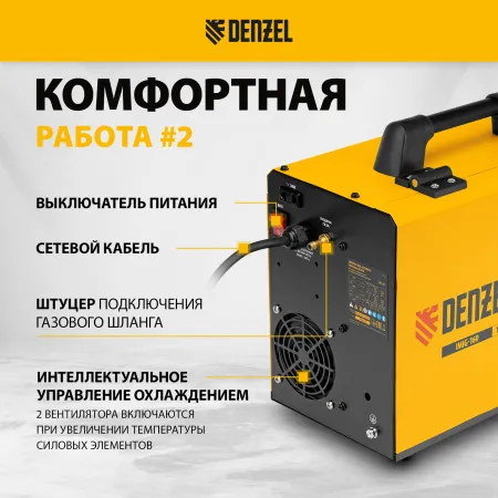 Аппарат инвертор. полуавтомат. cварки DENZEL IMIG-160 Synergy, 160 А, ПВ 60%, катушка 5 кг