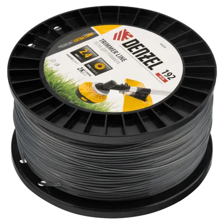 Леска для триммера DENZEL двухкомпонентная круглая, 2,4мм х 192м, на DIN катушке EXTRA CORD