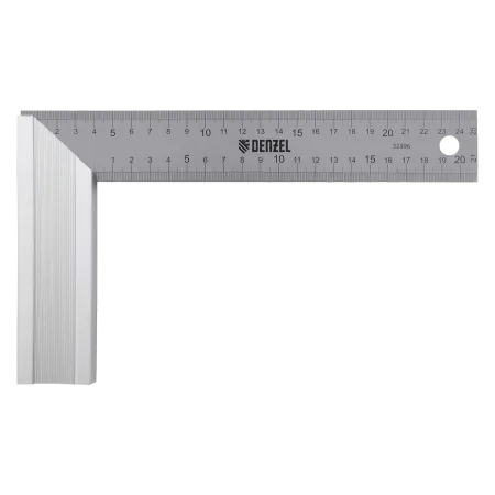 Угольник DENZEL 32396 250 мм, нержавеющая сталь, градуировка, алюминиевое основание