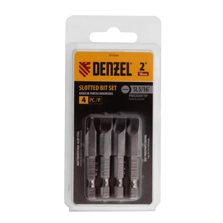 Набор бит DENZEL SL5/16"x2", 4 шт.