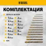 Набор сверл по металлу DENZEL, 1,5-6,5мм, Р6М5К8-TiN, Golden Tip, 13 шт