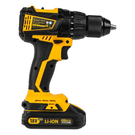 Аккумуляторная дрель-шуруповерт DENZEL BLDL-IB-18-02, 18 В, 2 x 2 Ач