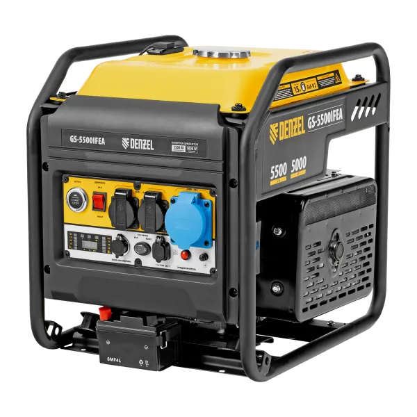 Генератор инверторный DENZEL GS-5500iFEA, 5,5 кВт, 230 В, открытый корпус, электростартер, ATS