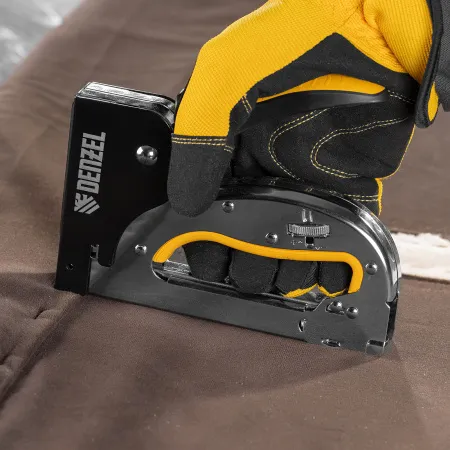 Степлер DENZEL скобы в комплекте, плавная регулировка удара, 2К рукоятка, тип 53, 4-14 мм