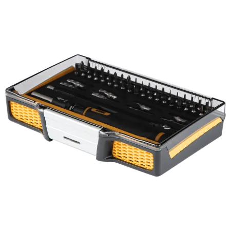 Отвертка с набором бит и торцевых головок DENZEL для точных работ, гибкий привод, 48 шт, CrMo