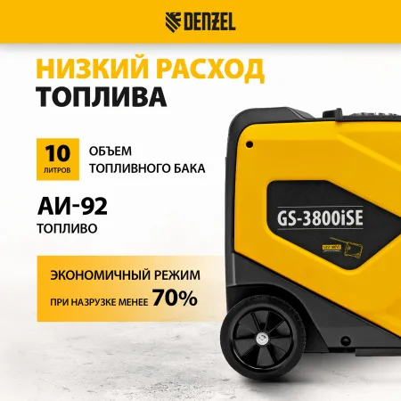 Генератор инверторный DENZEL GS-3800iSE, 3,8 кВт, 230 В, закрытый корпус,электростартер