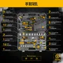 Набор инструментов DENZEL 1/2", 1/4", CrV, S2, пластиковый кейс, 64 предмета