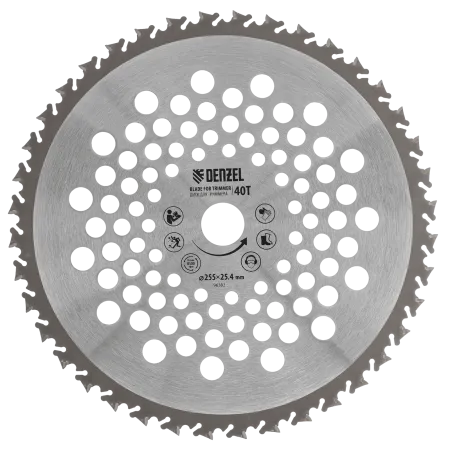 Диск для триммера DENZEL 255 х 25,4 40 зубов, Anti-Kick
