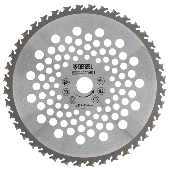 Диск для триммера DENZEL 255 х 25,4 40 зубов, Anti-Kick
