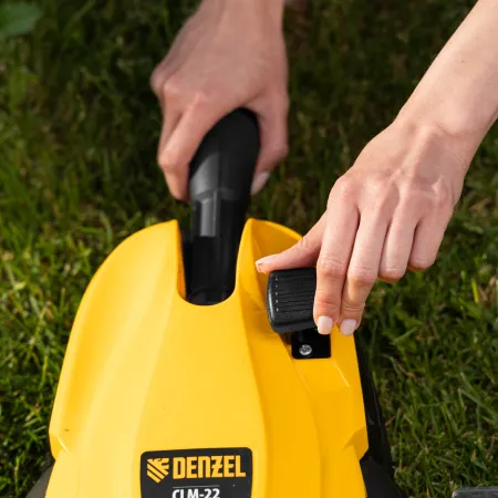 Портативная аккумуляторная газонокосилка DENZEL CLM-22, Li-ion, 20В, 220 мм