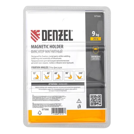 Фиксатор магнитный DENZEL для сварочных работ усилие 25 LB, 30х45х60х75х90х135 град.