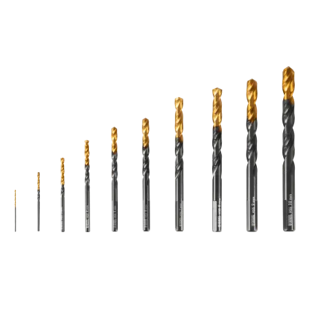 Набор сверл по металлу DENZEL 1-10 мм, HSS-Tin, Golden Tip, 10 шт