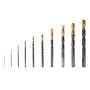 Набор сверл по металлу DENZEL 1-10 мм, HSS-Tin, Golden Tip, 10 шт