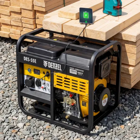 Генератор дизельный DENZEL DES-55E, 5,5 кВт, 230 В, 11 л, электростартер