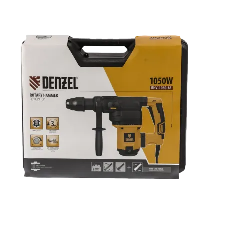 Перфоратор электрический DENZEL RHV-1050-38-max, SDS-max, 1050 Вт, 10 Дж, 2 плюс 1 режим