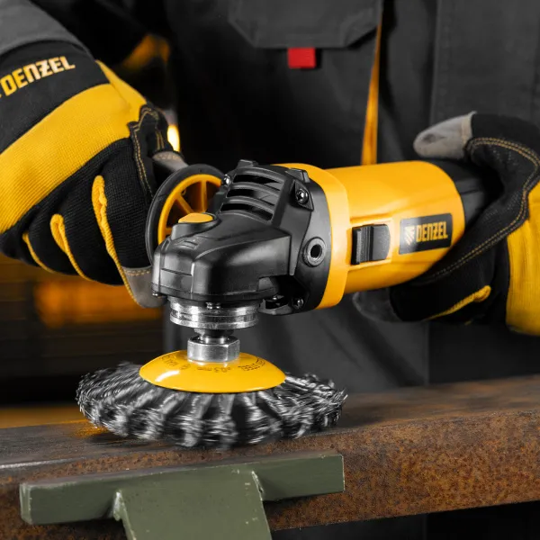 Щетка для УШМ DENZEL 746113, 125 мм, «тарелка», крученая нержавеющая проволока 0.5 мм, М14