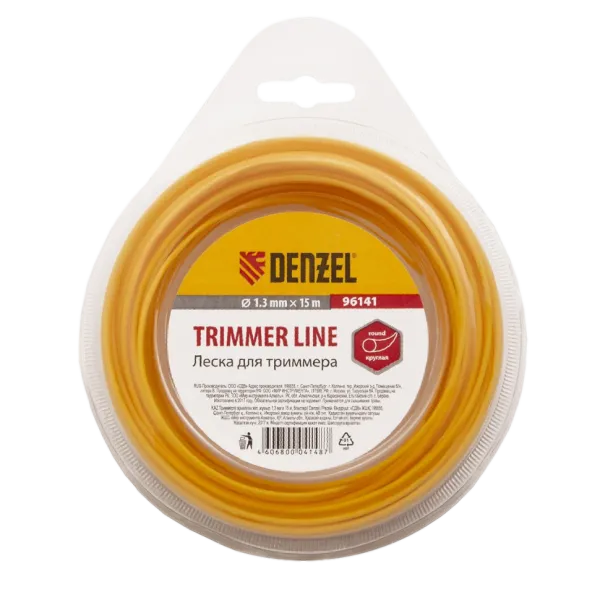 Леска для триммера DENZEL 96141, 1.3 мм x 15 м, круглая