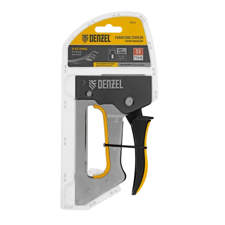 Степлер металлический DENZEL скобы в комплекте, 2К рукоятка, тип 53, 6-10 мм