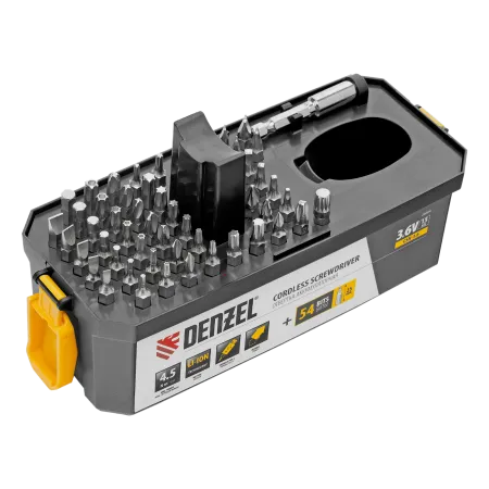 Отвертка аккумуляторная DENZEL CSH-3.6, 54 биты, Li-Ion, 3,6 В