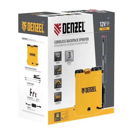 Опрыскиватель ранцевый аккумуляторный DENZEL D-12LA, 12 л, 12 В, 8 Ач