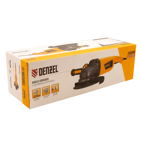 Машина шлифовальная угловая DENZEL AG230-2600, 2600 Вт, 230 мм, 6000 об/мин