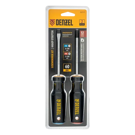 Набор отверток DENZEL 2 шт., PH+SL, S2, 3к рукоятка