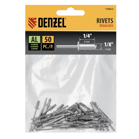 Заклепки алюминиевые DENZEL 1/8"-1/4", 3 х 6 мм, 50 шт
