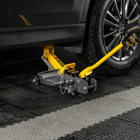 Домкрат гидравлический DENZEL подкатной с фиксатором, 2 т, 130-330 мм